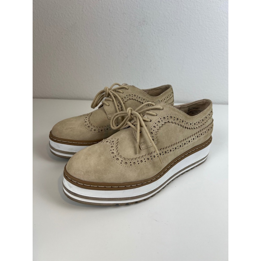 Seven Dials Bennett Platform Oxford Shoes Beige Academia Wingtip Brogues 8